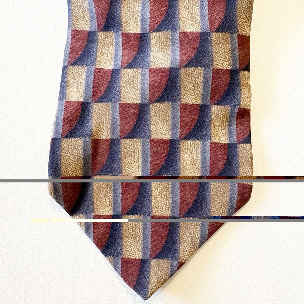 Cambridge Classics Neck Tie Silk Burgundy Tan Blue Geometric Business Classic